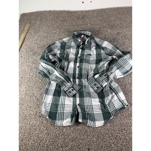 Columbia Michigan State Spartans MSU Plaid Button Down Shirt Mens L Green White